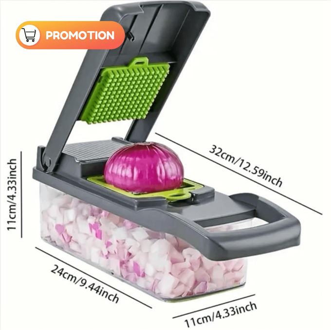 قطاعة الخضر المقاومة للصدأ مع علبة تخزين : 16 قطعة